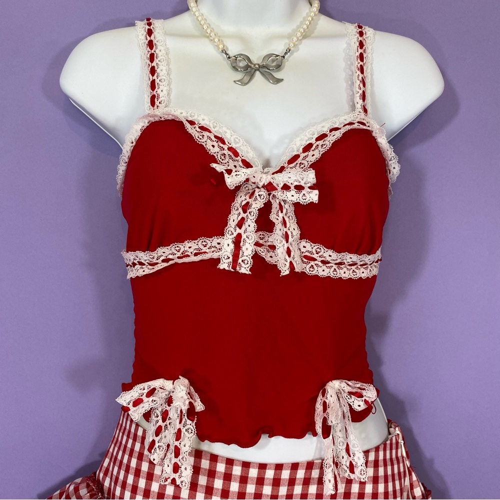 SHEIN Red Lace-Accented Camisole tank